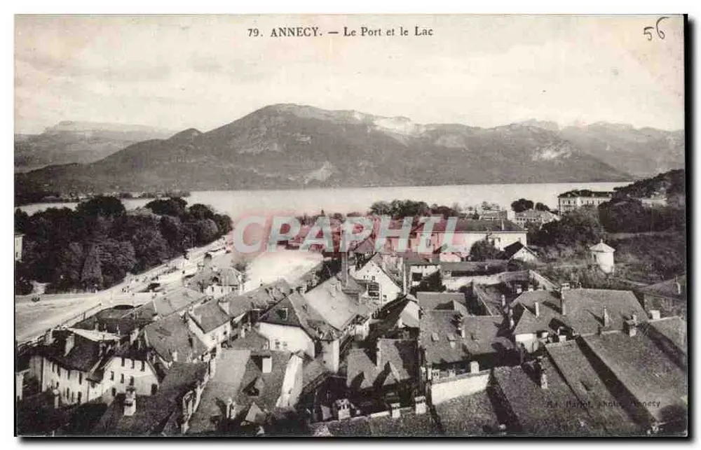 Annecy — Il Porto e il Lago — P. I. Marlet, fotografo Annecy, n° 79 - Recto