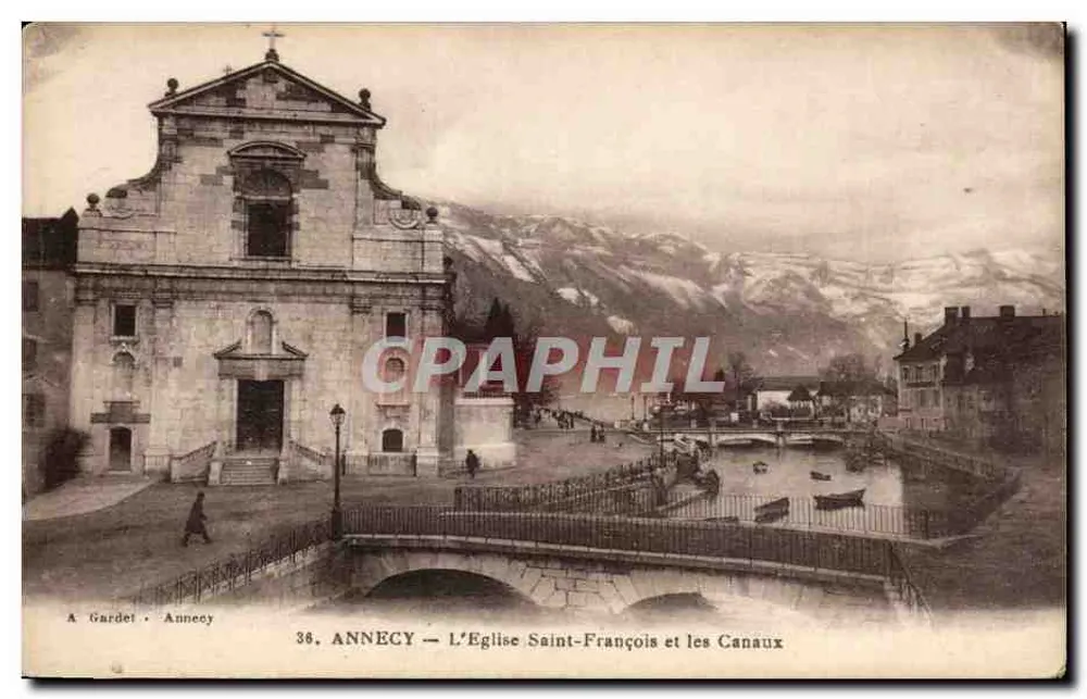 Annecy — Die Kirche Saint-François und die Kanäle — A. Gardel, n°38 - Vorderseite