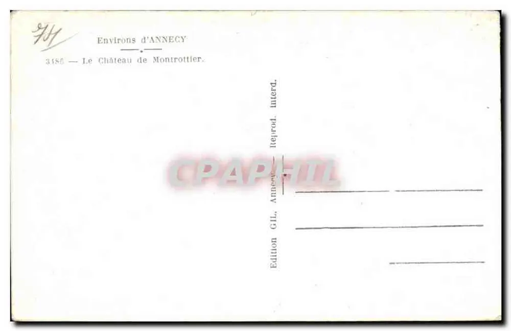 Castelo de Montrottier — Arredores de Annecy — Edição GIL, n° 3486 - Verso