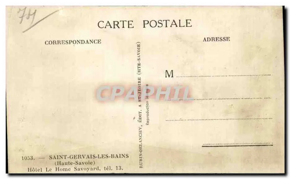Innenraum des Hotels Le Home Savoyard — Saint-Gervais-les-Bains — Verlag Rubin-Delanchy - Rückseite
