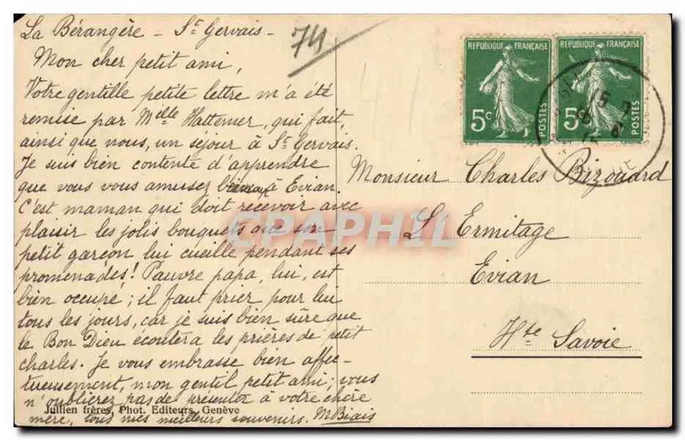 St. Gervais-les-Bains und die Fiz — J. J. 6860 - Rückseite