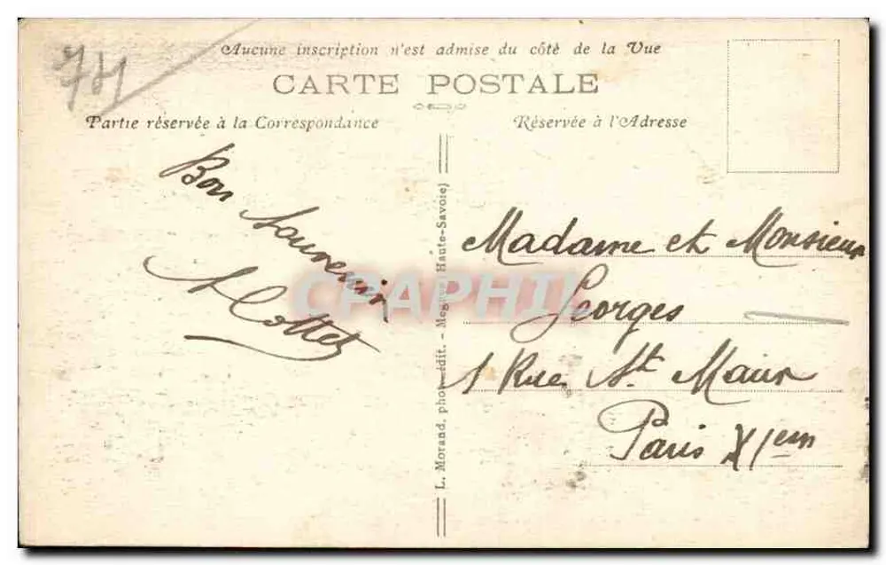 Saint-Gervais-les-Bains und die Mont-Blanc-Bahn — L. Morand, phot.édit. — n° 144 - Rückseite