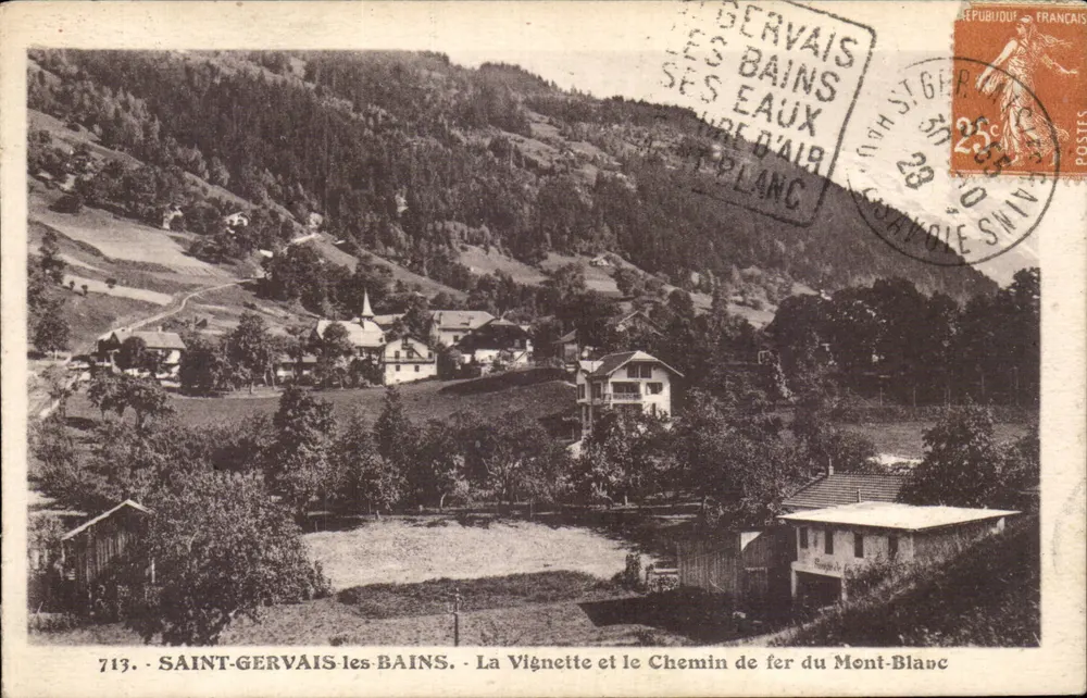 Saint-Gervais-les-Bains — La Vignette und die Mont-Blanc-Bahn — Nr. 713 — L. Morand, Fotoverleger (Haute-Savoie) - Vorderseite