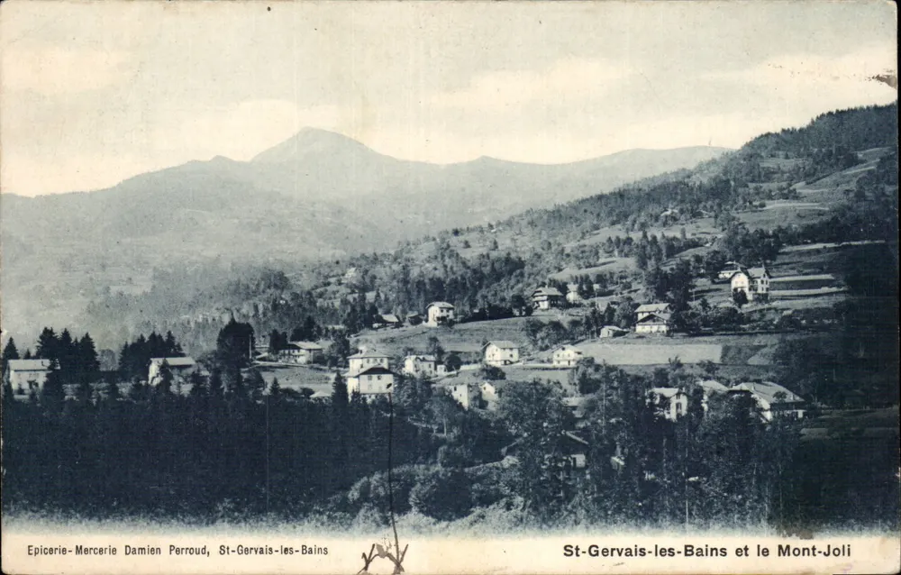 St-Gervais-les-Bains und Mont-Joli — Panoramablick — Epicerie-Mercerie Damien Perroud - Vorderseite