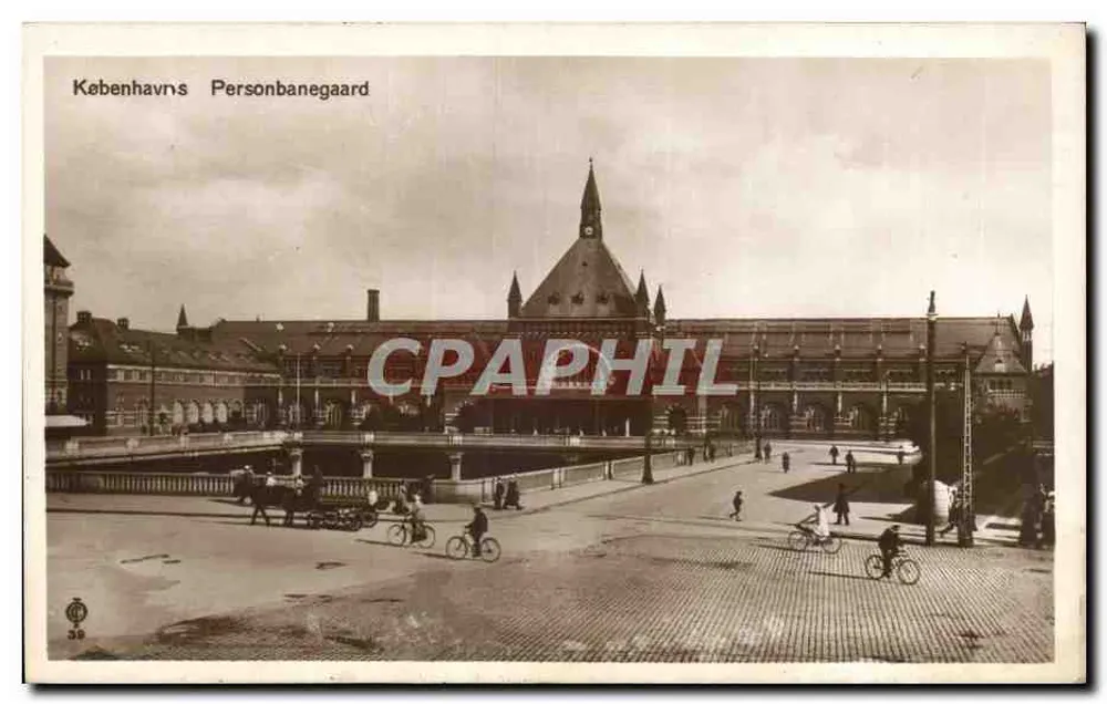 Kopenhagen Personbanegård — Ansicht des Gebäudes und der Plaza — J. Chr. Olsens Kunstfortag Eneret No. 39 - Vorderseite