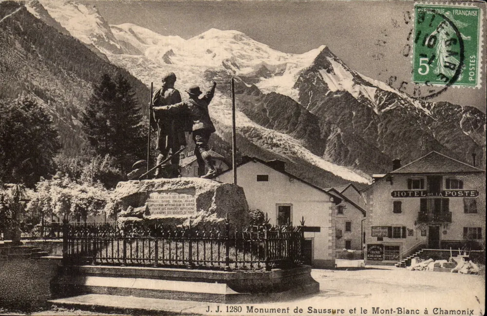 Saussure-Denkmal und Mont-Blanc in Chamonix — J.J. 1280 — Julillien frères, Genève - Vorderseite