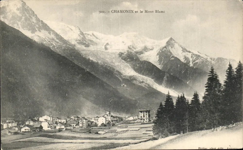 Chamonix e o Monte Branco — vista panorâmica — Pittier fot. edit. Annecy - Frente
