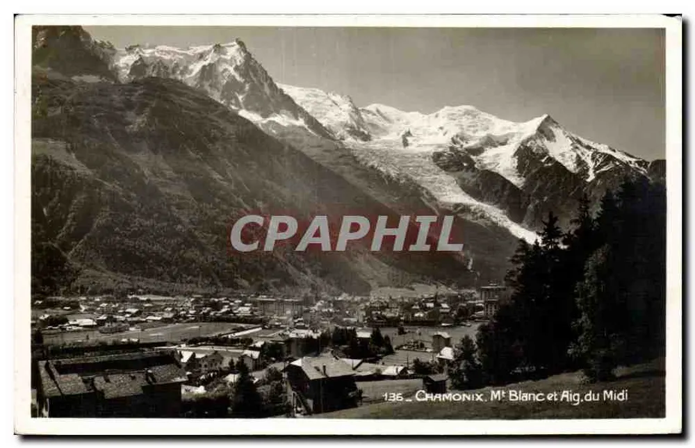 Chamonix — Mont Blanc e Aiguille du Midi — Edição Henri Endrèze, n°136 - Frente