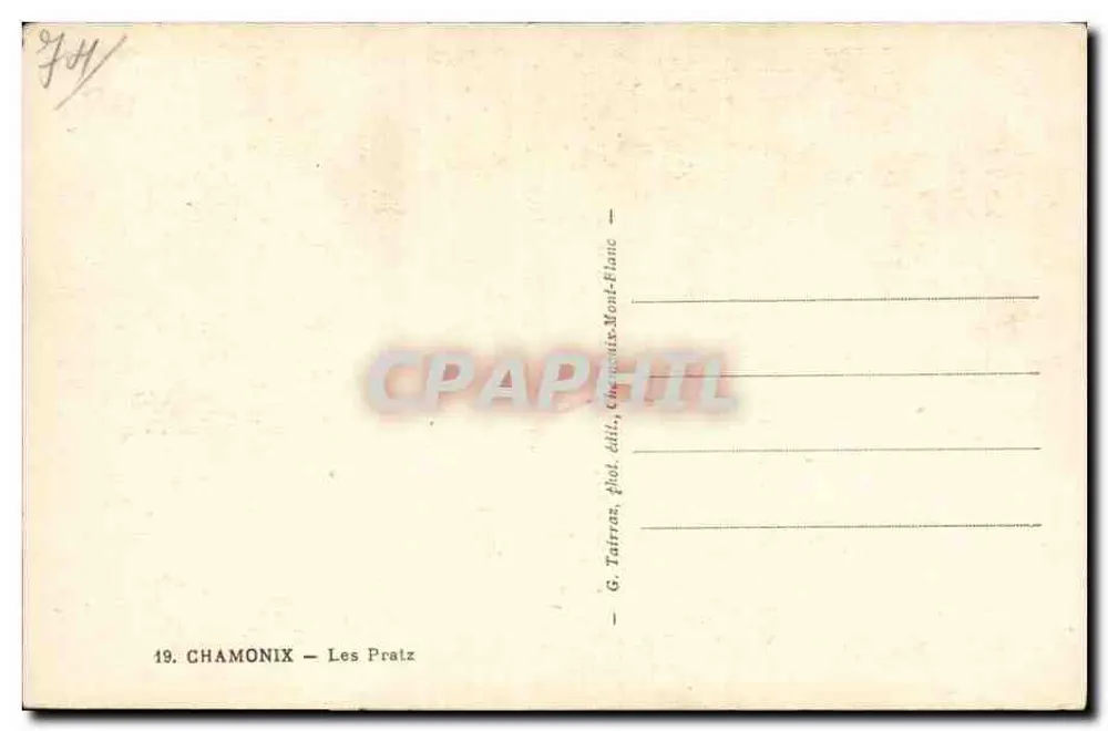 Chamonix — Les Pratz — G. Tairraz, fot. edit. Chamonix-Mont-Blanc - Verso