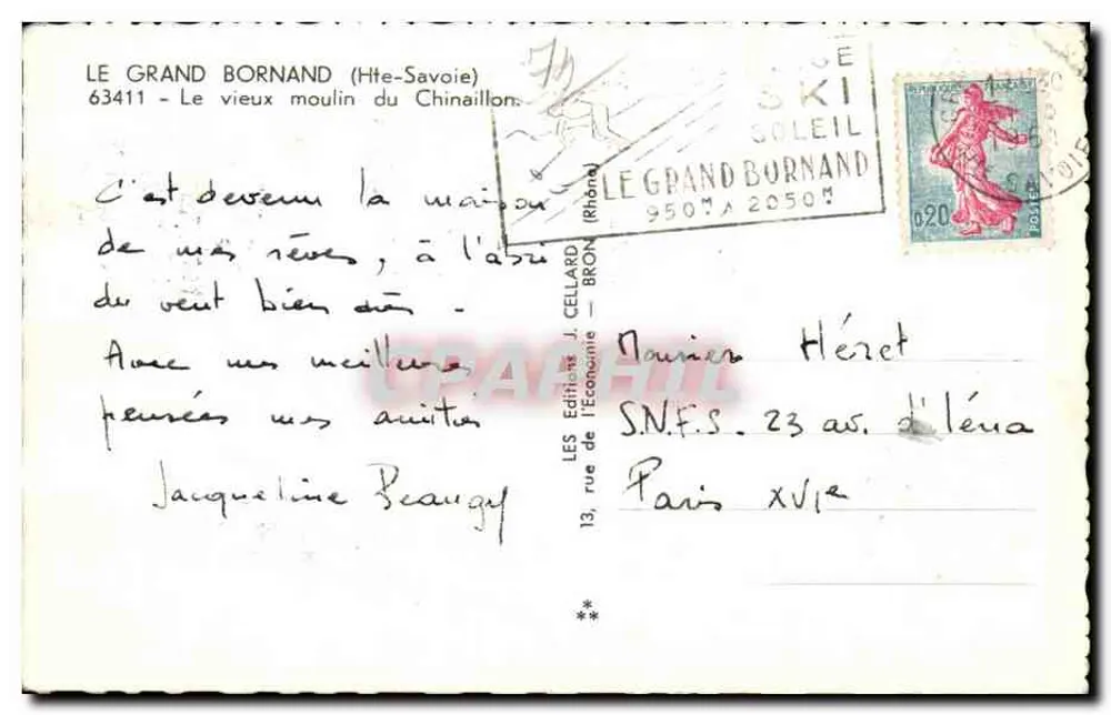 Der Alte Mühle — Le Grand Bornand (Haute-Savoie) — Verlag J. Cellard - Rückseite
