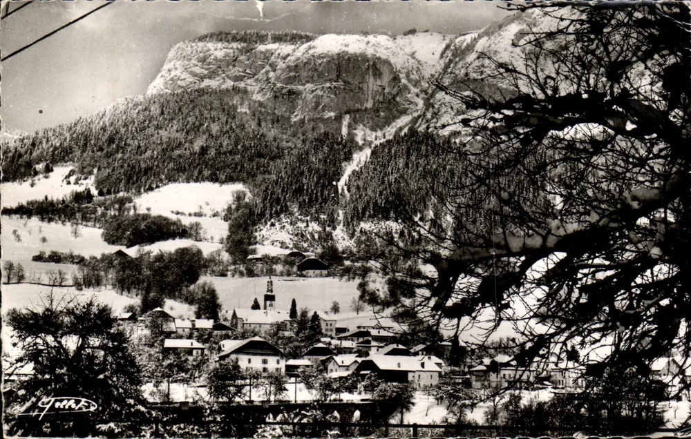 Mieussy (Alta Saboia) — Vista geral sob a neve — Edição de Arte Pellet, série 6 - Frente