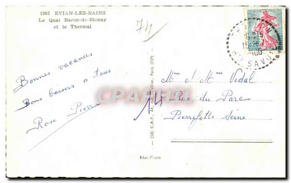 Évian-les-Bains — Der Baron-de-Blonay Kai und das Thermal — Réal-Photo - Rückseite