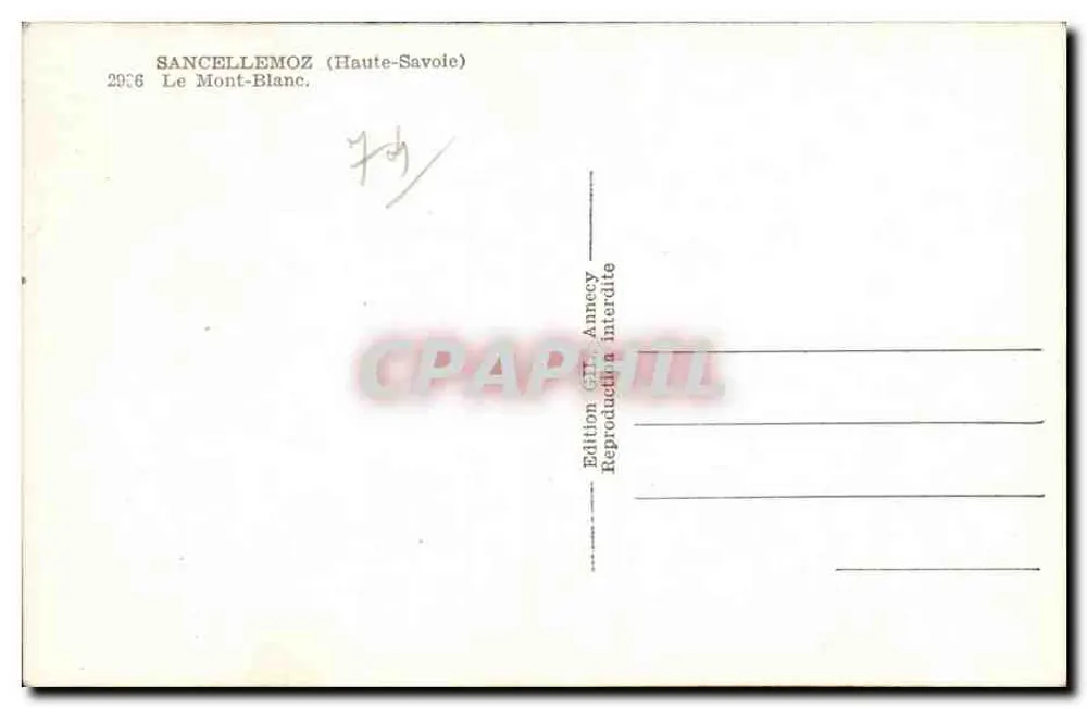 Sancellemoz (Haute-Savoie) — Mont-Blanco — Édition GIL, Annecy, n° 2936 - Verso