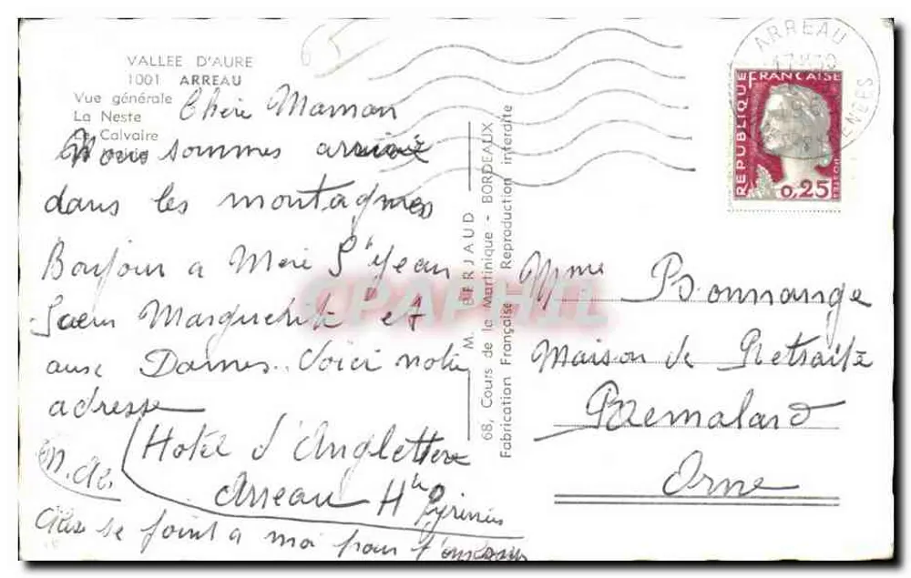 Arreau — Lembrança de Arreau — Tito - Verso
