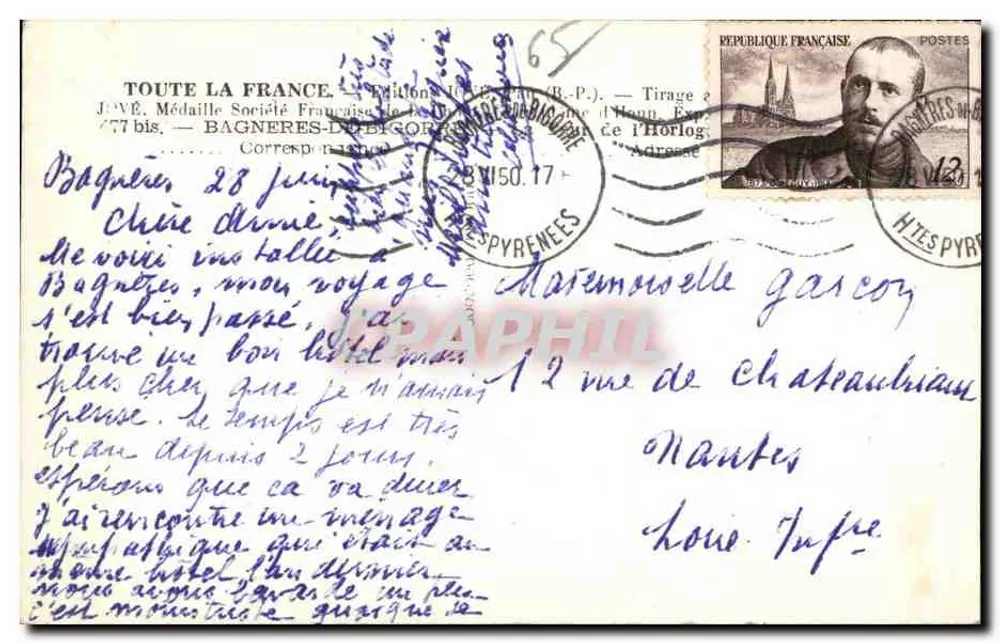 Bagnères-de-Bigorre — Torre da Hora — Edição Jové - Verso