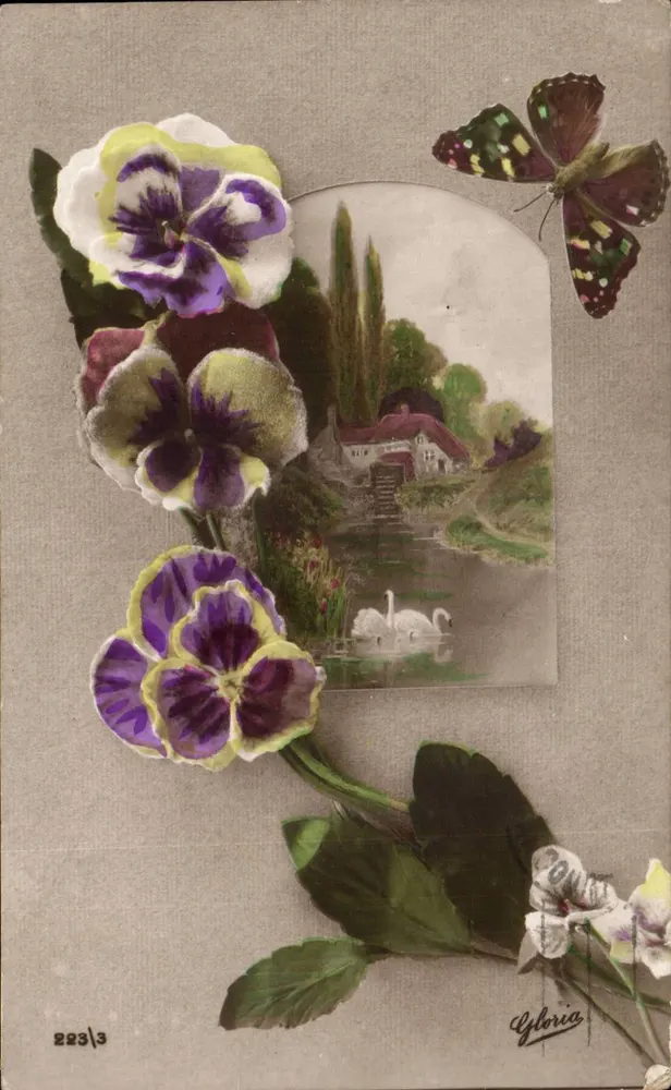 Veilchen und Schmetterling — Gloria, n° 223/3 - Vorderseite