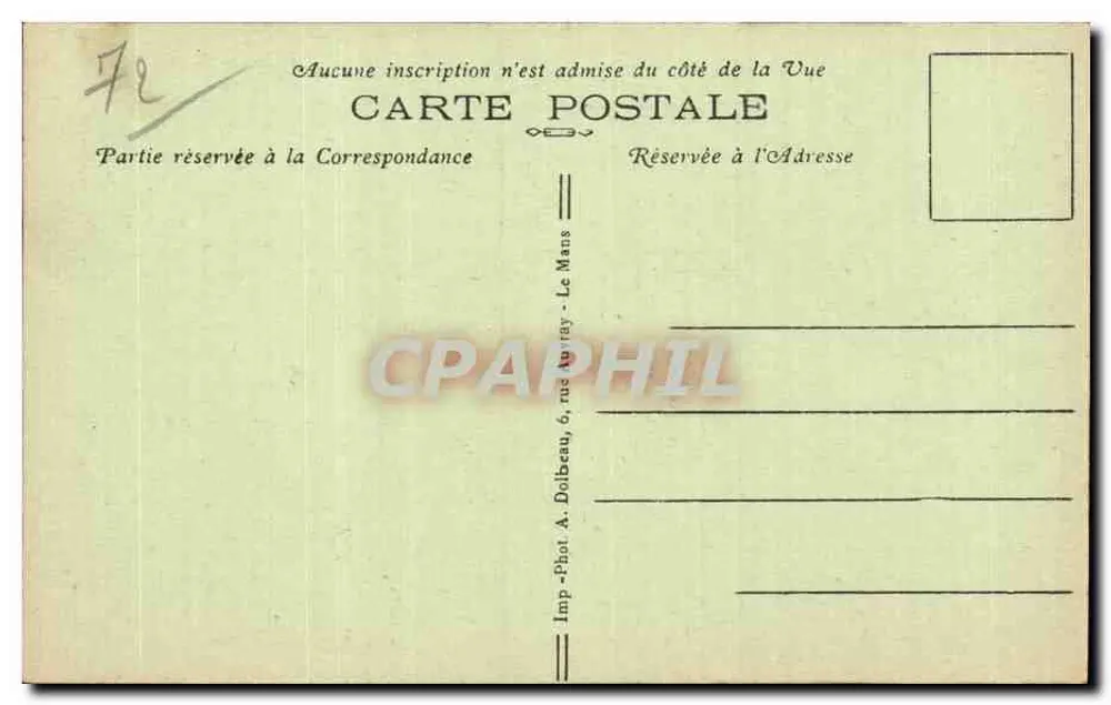 Sarthe-Kleidung — Pere Quérû und Maîtresse Chantepic — Imp. Phot. A. Dolbeau, Le Mans - Rückseite