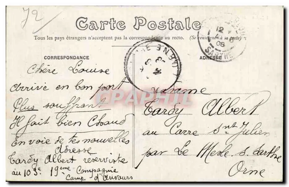 Le Mans — Monument do Plateau d'Auvoirs — J. Bouveret - Verso