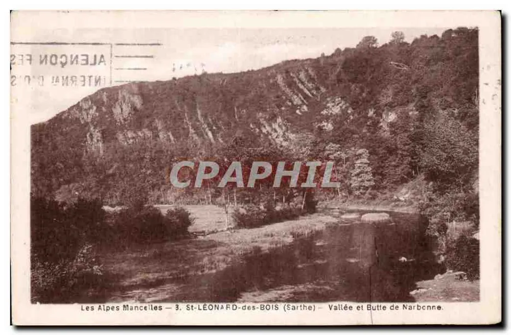 St-Léonard-des-Bois (Sarthe) — Tal und Butte de Narbienne — Verlag A. Dobes, rue Auray, Le Mans - Vorderseite