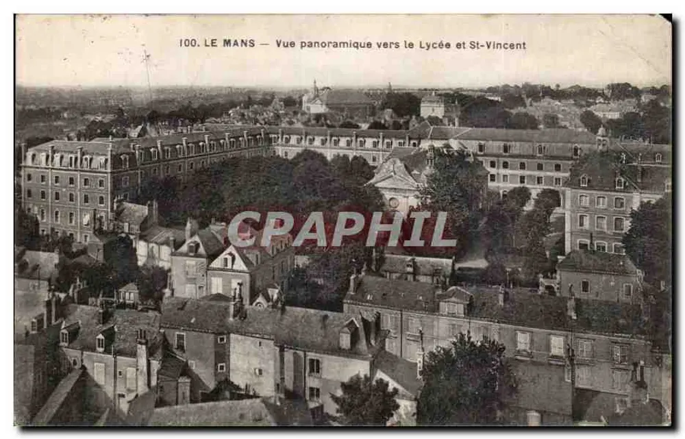 Le Mans — Panoramablick zum Lycée und St-Vincent — Imp. phot. A. Dolbeau - Vorderseite