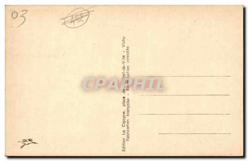 Vichy — Galerias cobertas e Rue du Parc — La Cigogne, 513 bis - Verso