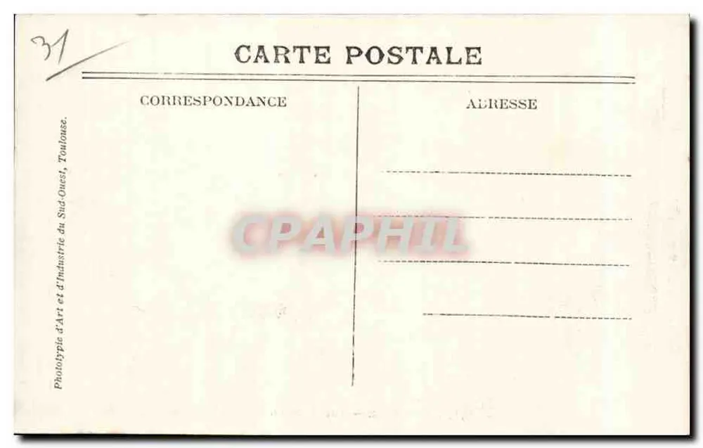 Toulouse — Rue de Metz — Phototypie d'Art et d'Industrie du Sud-Ouest - Verso