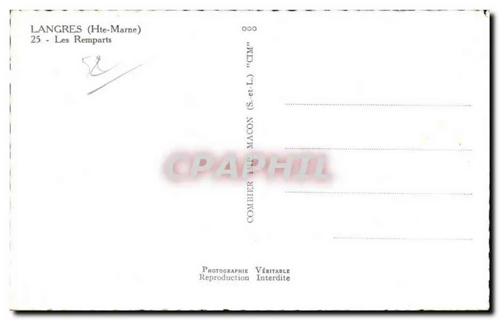 Langres (Haute-Marne) — Os Muros — Combier (S.-et-L.) - Verso