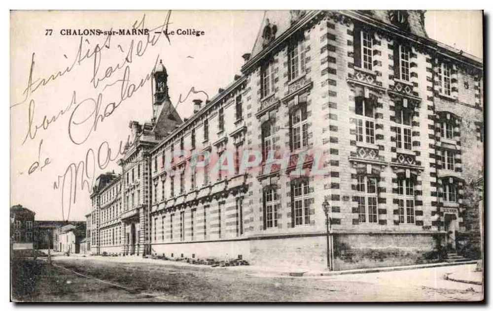 Chalons-sur-Marne — Le Collège — J. Bourboone, Impr. Édit. Château-Therryl - Frente