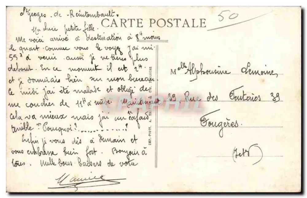 Cherbourg — Estação de chegada - Montanha e Forte do Roule — A Baixa Normandia pitoresca — 494. Le Goubey, editor. St-Pierre-Eglise - Verso
