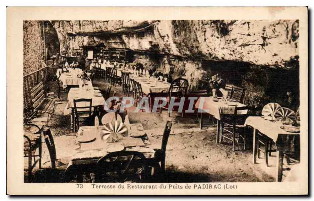 Terrasse do Restaurante do Poço de PADIRAC (Lot) — n°73 — Fototipia-Heliotipia - Frente