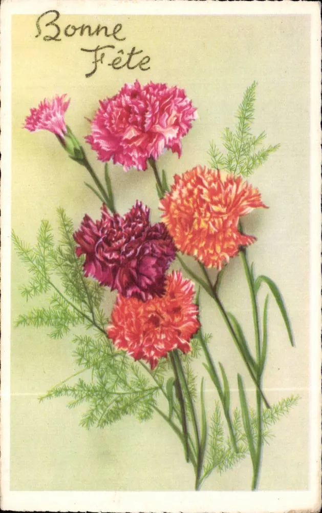 Pfingstrosen-Bouquet — Frohe Geburtstage — M.D. Paris, Serie N°2750 - Vorderseite