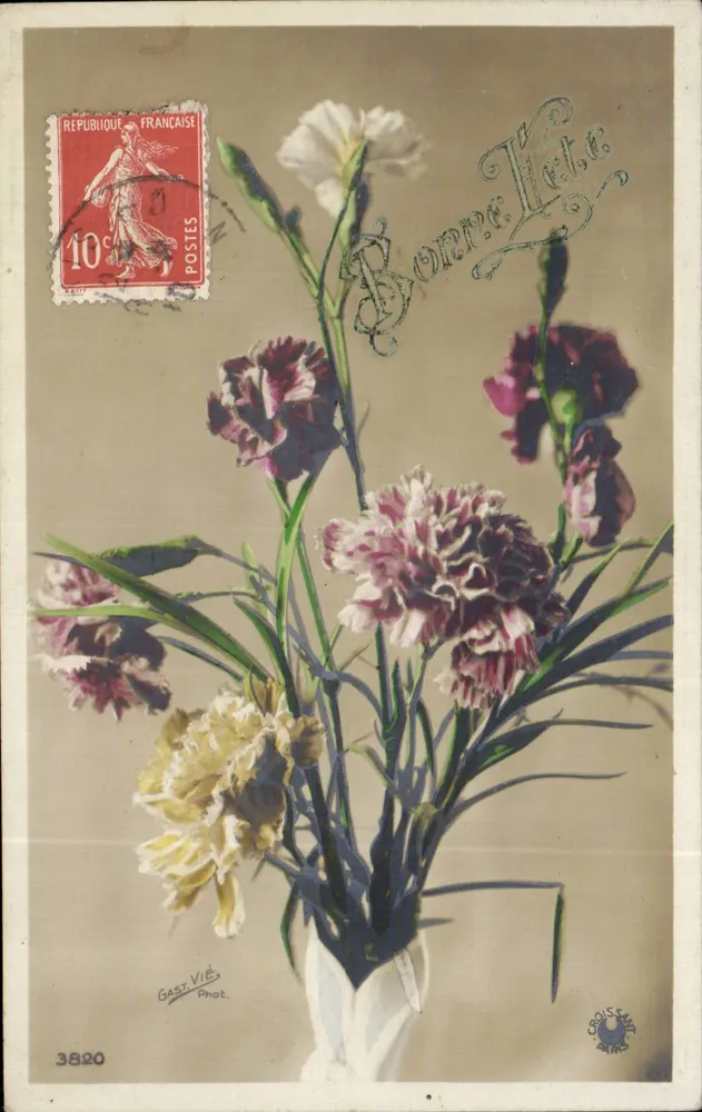 Peonienbouquet — Frohe Geburtstagskarte — Gast Vié Phot. Nr. 3820 - Vorderseite