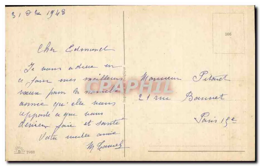 Fer de cavalheiro e flores de pâquerette — editor desconhecido, número de série não visível - Verso