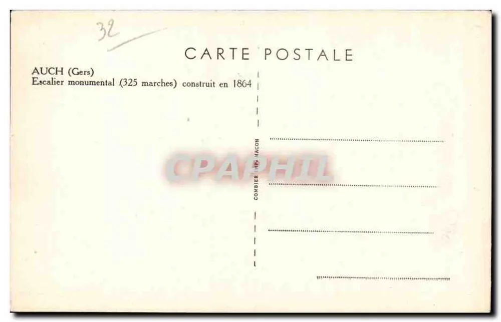 Auch (Gers) — Escada monumental (325 degraus) — Combier & Macon, n°32 - Verso