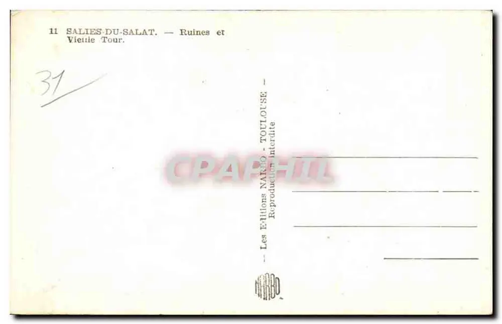 Salies-du-Salat — Ruinen und Alte Turm — Les Éditions Narbo - Toulouse - Rückseite