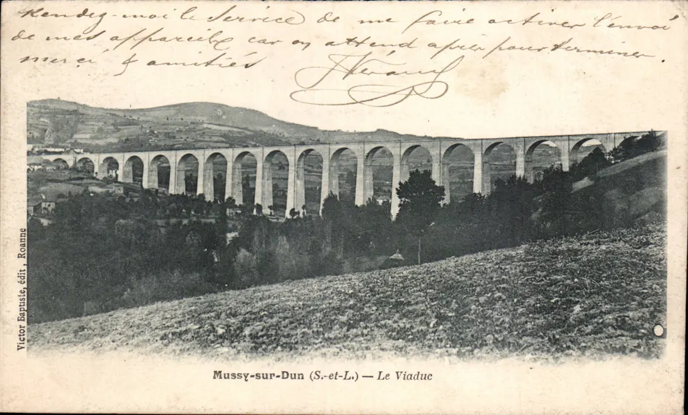 Mussy-sur-Dun (S.-et-L.) — O Viaduto — Victor Eapustie, editor - Frente