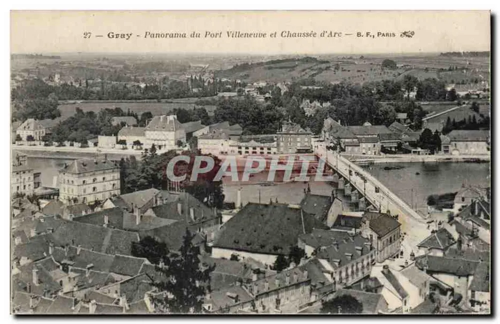 Gray - Panorama des Hafens Villeneuve und Chaussée d'Arc — B.F., Paris - Vorderseite