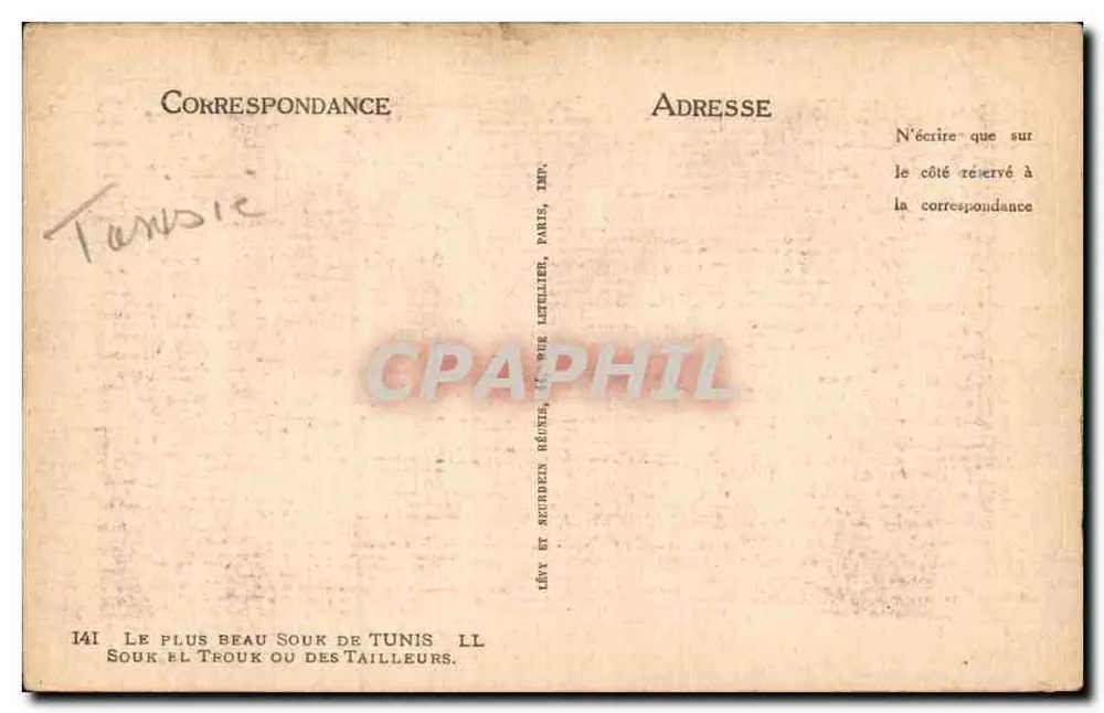 Der schönste Markt von Tunis — Souk El Trouk oder der Schneider — Verlag Lévy et Reubin Réunis, Paris - Rückseite