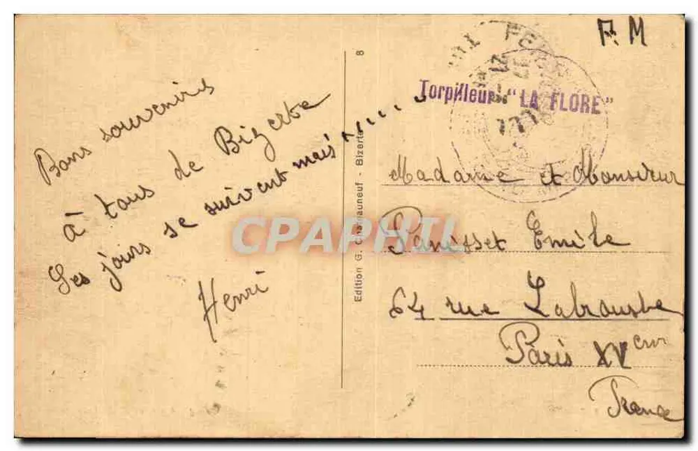 BIZERTE — Allgemeiner Blick und das Rathaus — Édition Chabaneuf - Rückseite