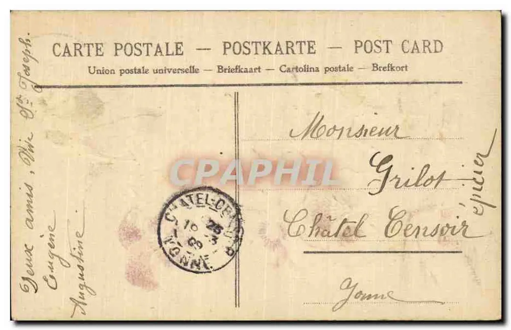 Blumen und Vogel — Frohe Geburtstagskarte — Seigac (Frankreich) Nr. 1 - Rückseite