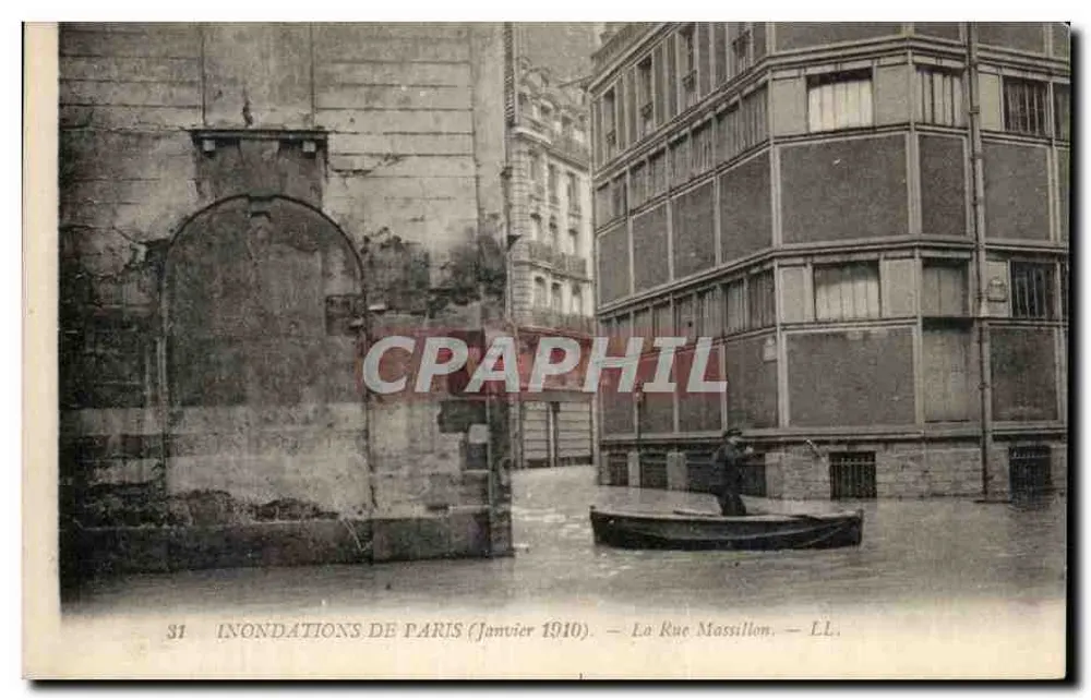 Überschwemmungen in Paris (Januar 1910) — La Rue Massillon — LL, n°31 - Vorderseite