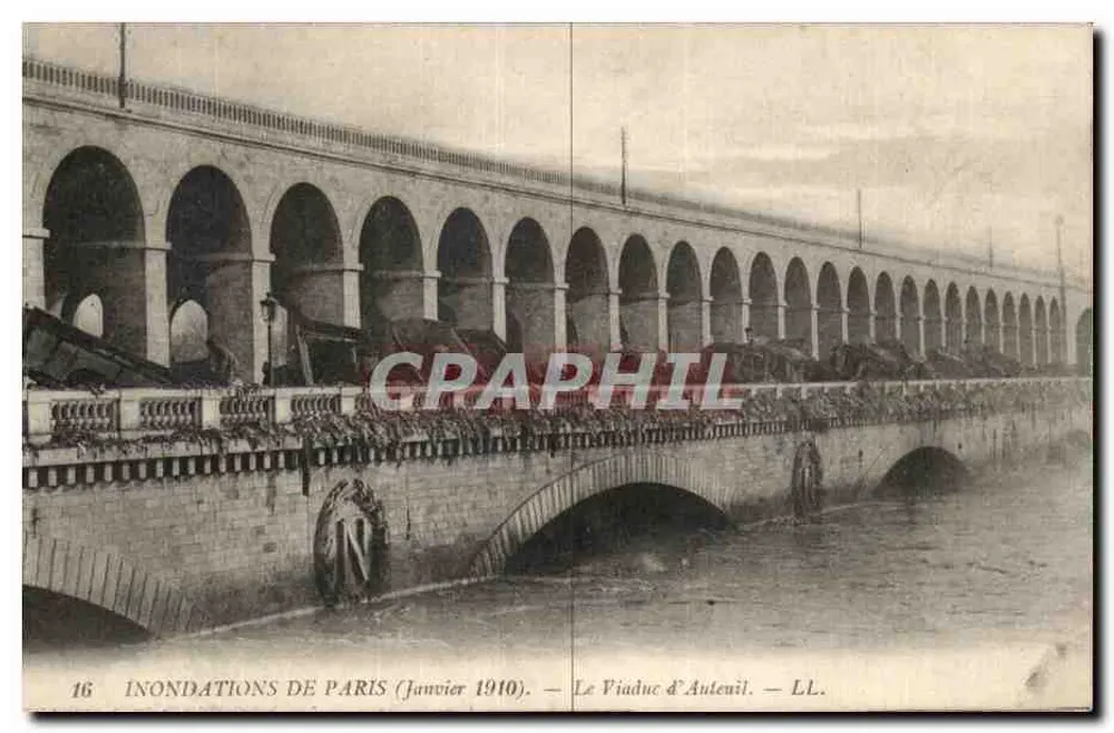 Überschwemmungen in Paris (Januar 1910) — Der Viaduct d'Auteuil — LL. - Vorderseite