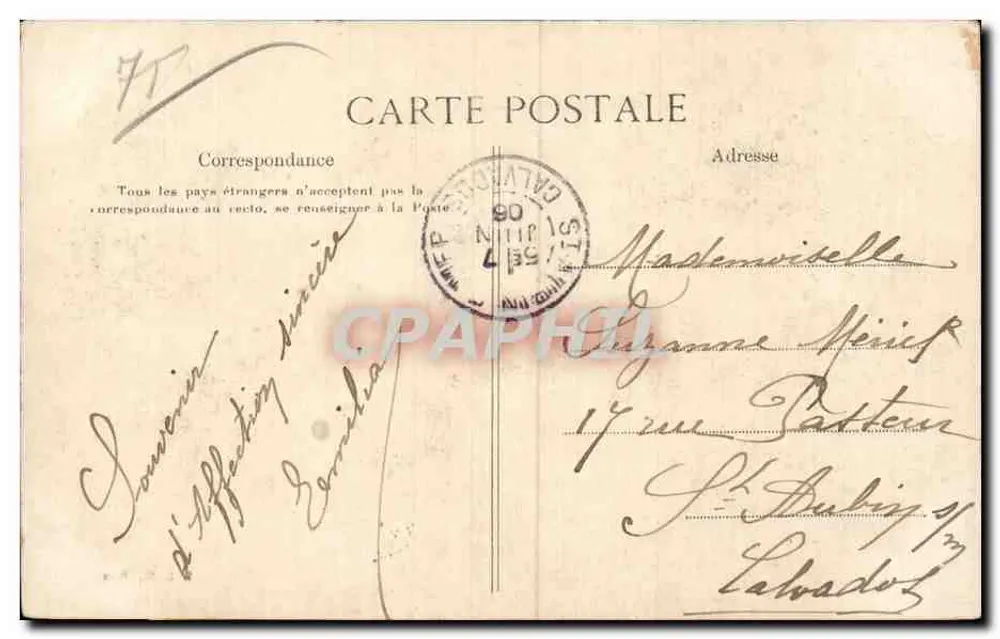 Pássaros carregando cartas postais — E. L. D., Paris - Verso