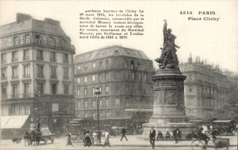 Place Clichy — Antiga barreira de Clichy, monumento do marquês Moncey — editado entre 1863 e 1870 - Frente