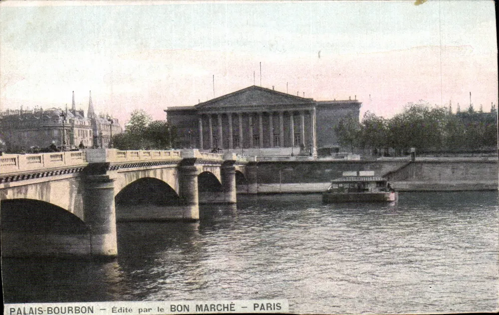 Palácio Bourbon — vista do ponte e do rio — editada pela Bon Marché - Paris - Frente