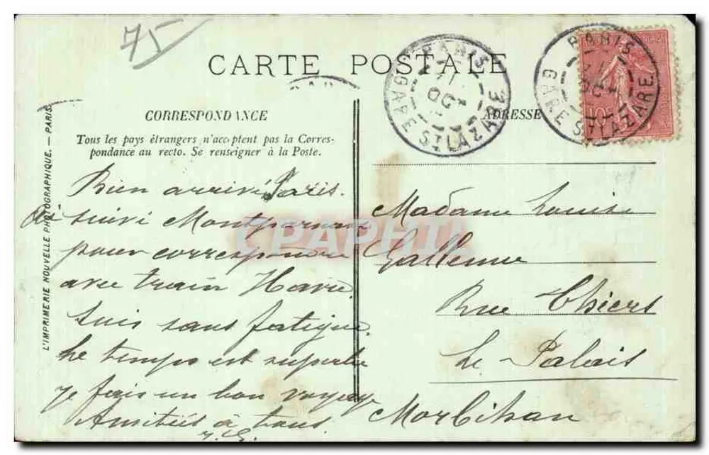 Paris — Die Avenue du Bois de Boulogne — Graphphil, n° 431 - Rückseite
