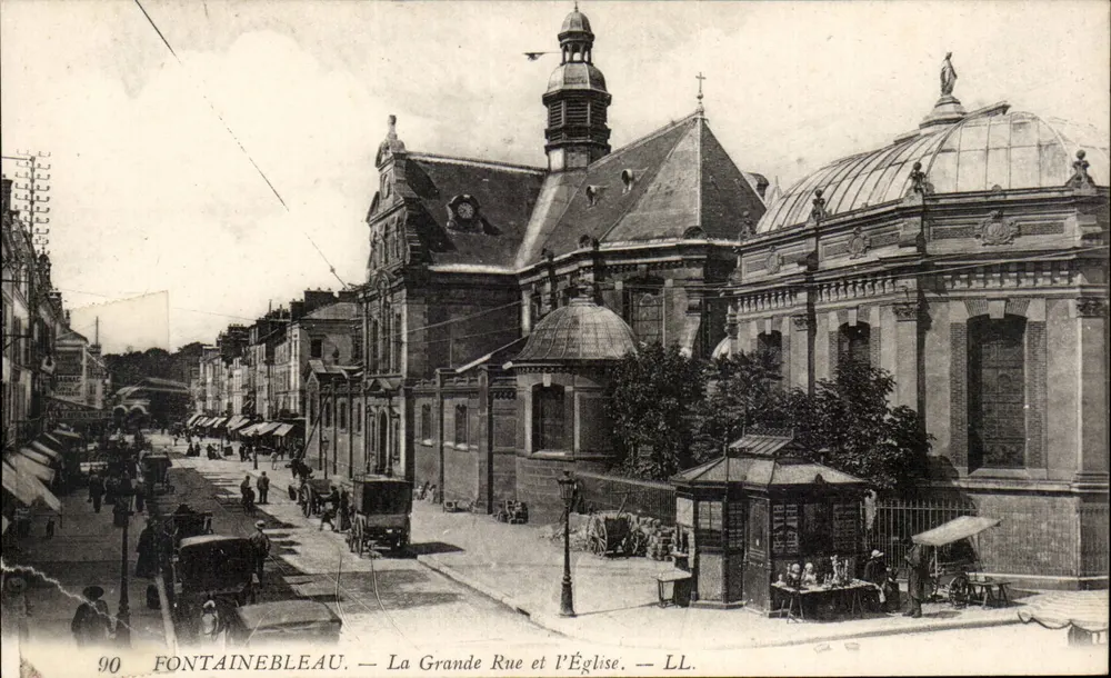 Fontainebleau — Die Grande Rue und die Kirche — LL. n° 90 - Vorderseite