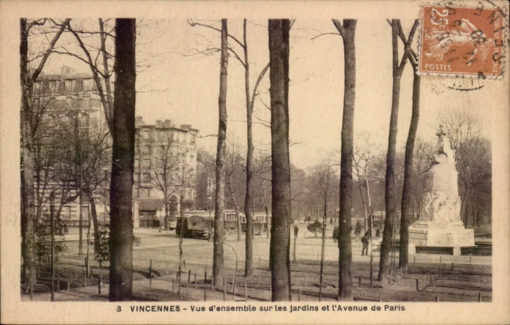 Vincennes — Übersicht über die Gärten und die Avenue de Paris — unbekannter Verlag, Nr. 3 - Vorderseite