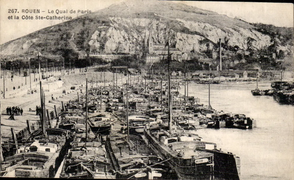 Rouen — Der Quai de Paris und die Côte Ste-Catherine — Cartes La Cigogne - Vorderseite
