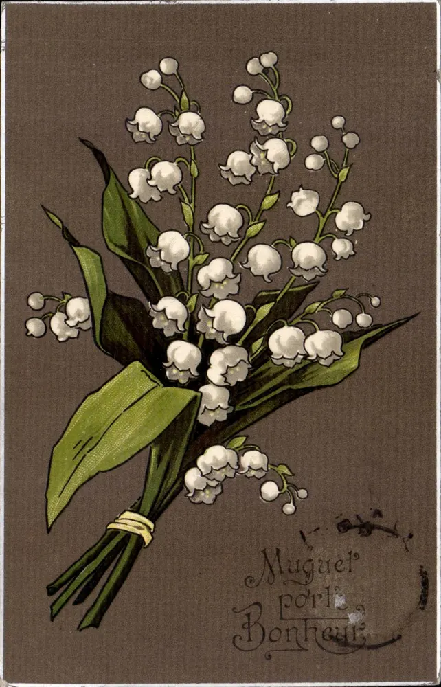 Muguet porté Bonheur — illustrierte Ansichtskarte — Verlag nicht sichtbar - Vorderseite
